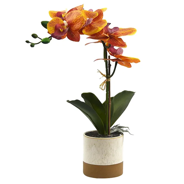 Ceramic pot with GRS recycled artificial succulent/flower
