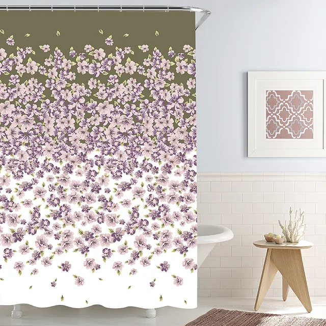 Waterproof and mildew proof printing polyester shower curtain
