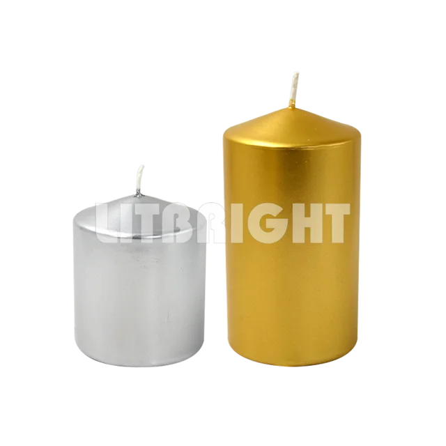 Metallic paint pillar candle