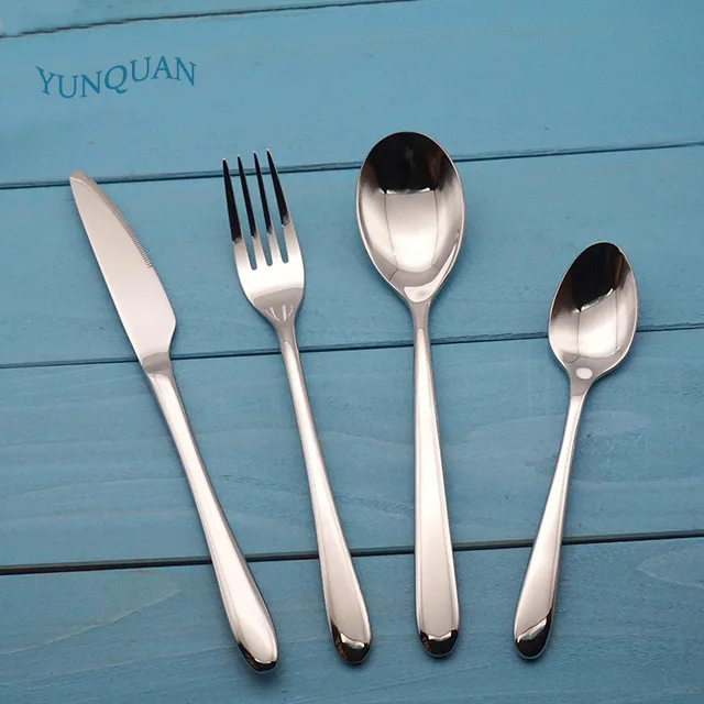 Mirror finish stainless steel spoon fork knife