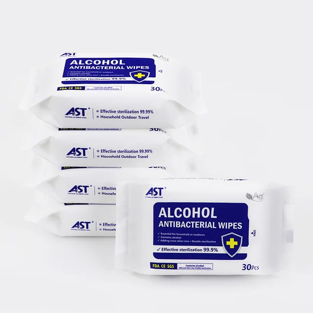 30pcs stock alcohol antibacterial wipes in 50% discount price