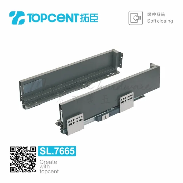SL.7665 Topcent kitchen hardware undermount tandem slim box drawer runner