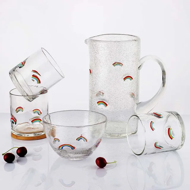 Mexican style rainbow handmade decorative wine glasses glasses pitcher
