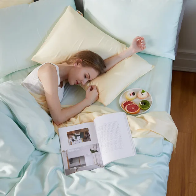 Luxury Single Bed Sheet Silk Bed Cover Plain Bedsheets Natural 100% Tencel Organic Bedsheet Lyocell Bedding Set With Pillow Case
