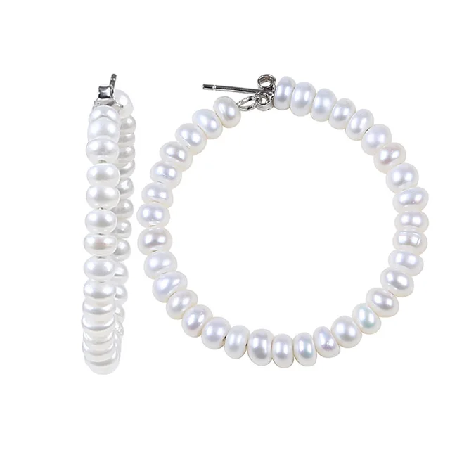 Pearl Hoop Earrings, Hoop Earrings, Gold Hoops, Earrings, Big Hoop Earrings, Beaded Pearl Earrings, White Pearl Hoops, Beaded Earrings,DKL010