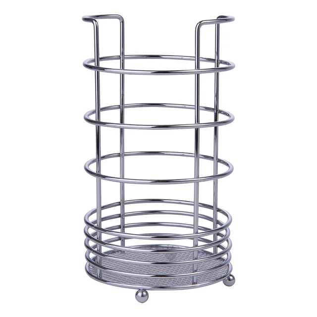 Kitchen Storage Utensil Cutlery Holder Table Stand Cookware Cutlery Utensil Holder with Drain Holes Metal Wire Cutlery holder