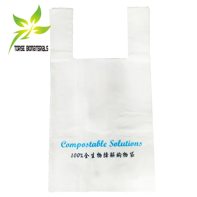 Biodegradable & Compostable T-shirt Bag, biodegradable carrier bagsVest bag,supermarket shopping bag