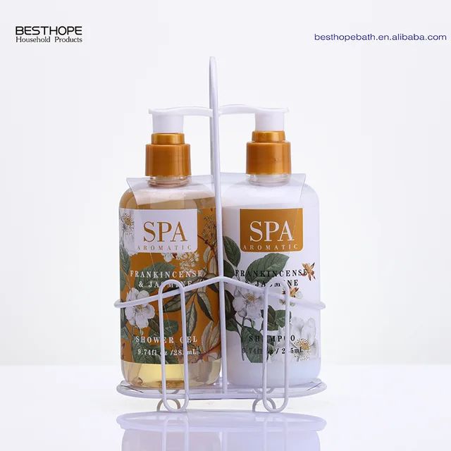Custom Jasmine Body Wash and Shampoo Towel Rack Set