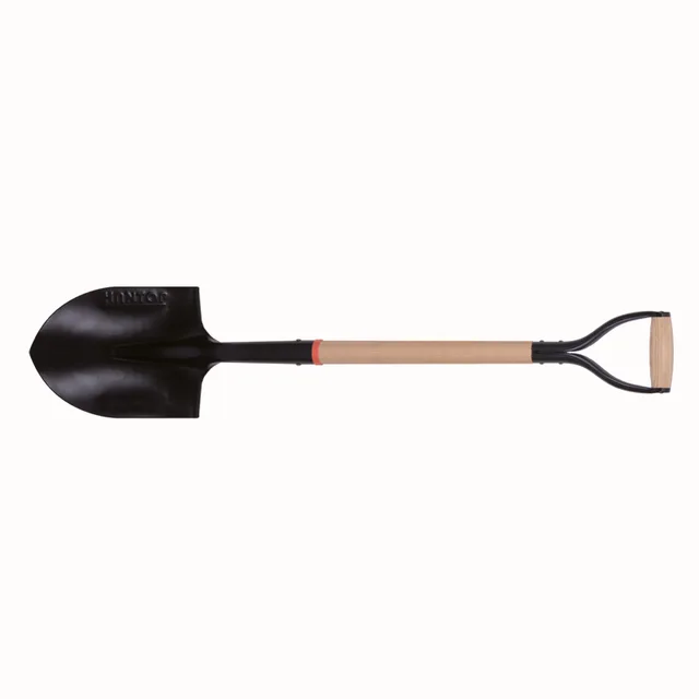 Round Shovel With Wooden Handle Y Iron Grip