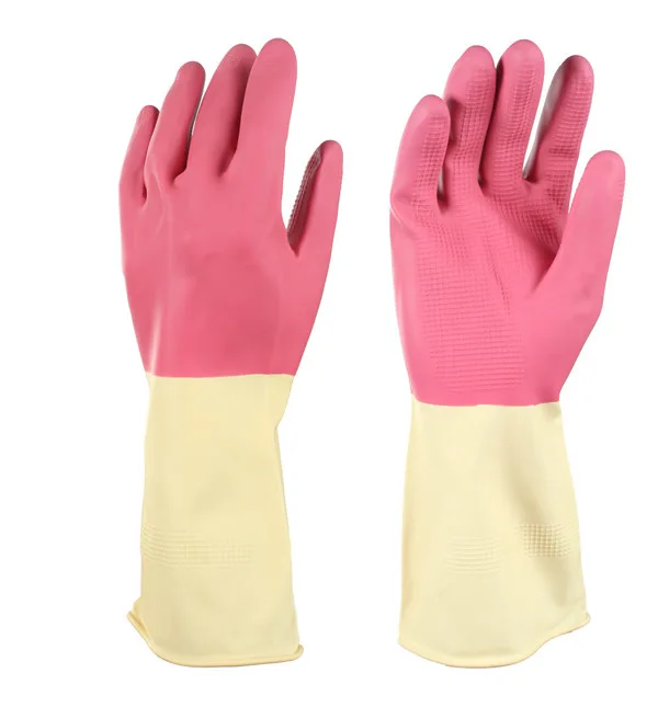 Universal package bag D series bi-color diamond grip industrial latex hand protection hand gloves