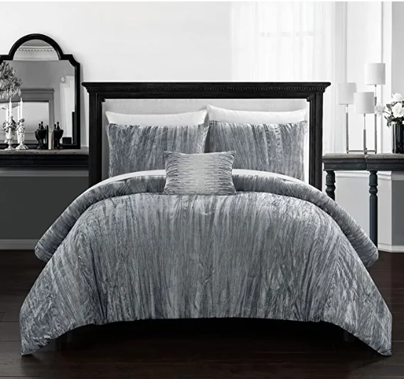 4pc comforter set in wrinkle velvet