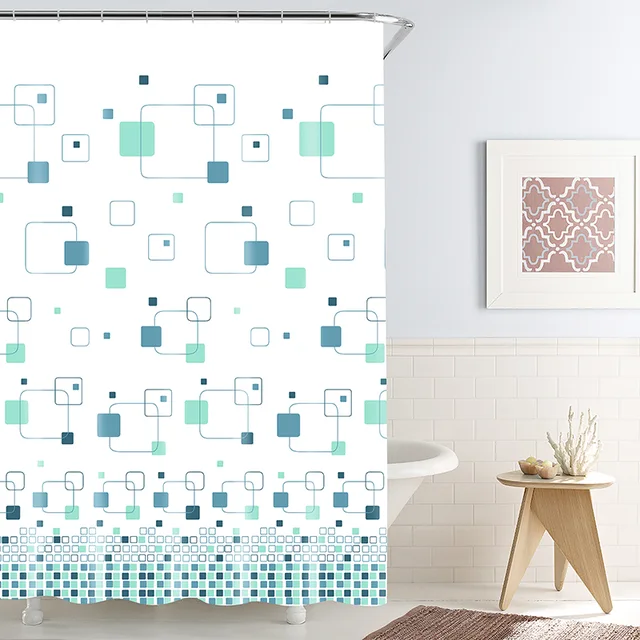 Waterproof and mildew proof printing polyester shower curtain