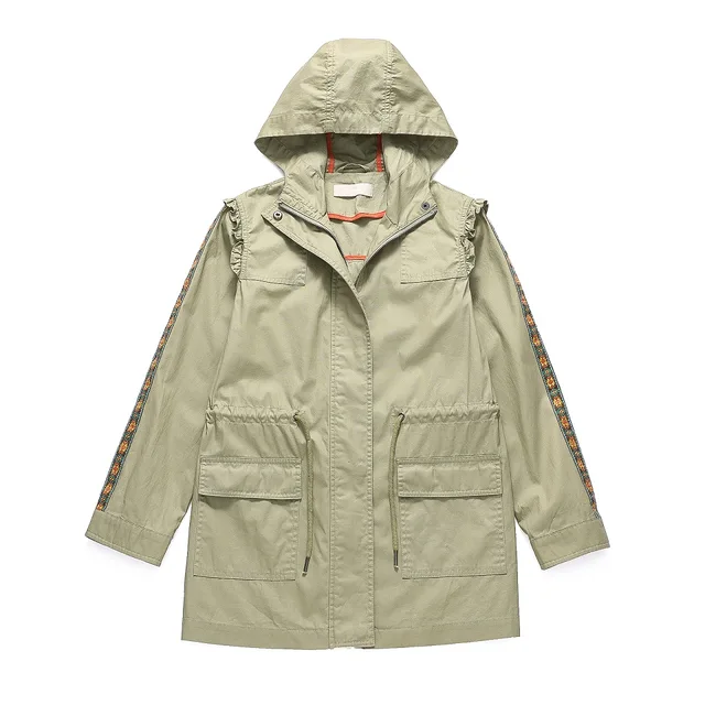 Woman Parka Casual Outwear Military Washed Hooded Parka Jacket For Autumn