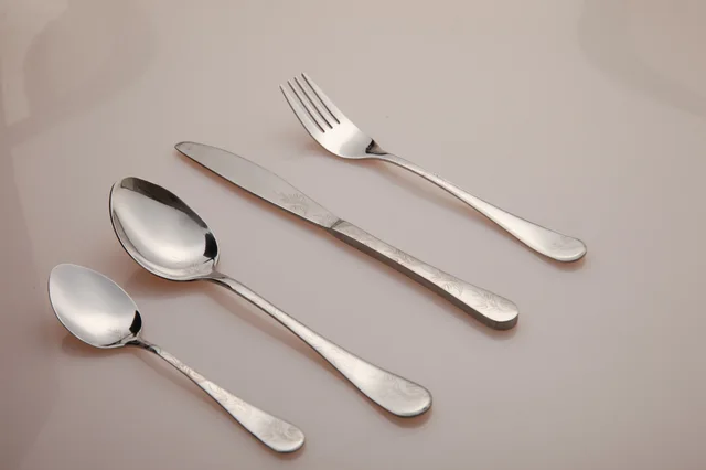 Laser printed handle stainless steel cutlery spoon fork knife