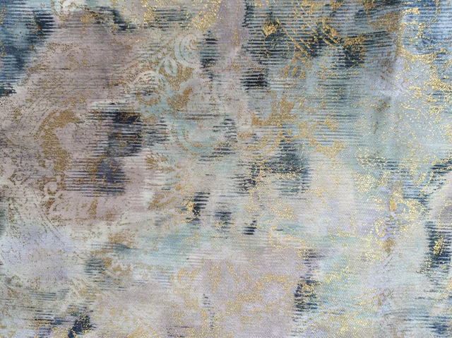 Gold Embossing Velvet Flocking Printed Sofa and Curtain Upholstery Fabric