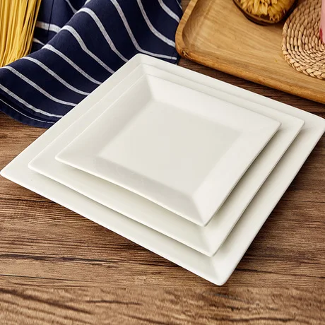 Square flat plate ceramic dinner plate