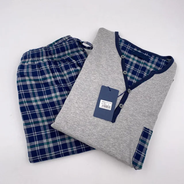 Men's 100%cotton mixed pajamas