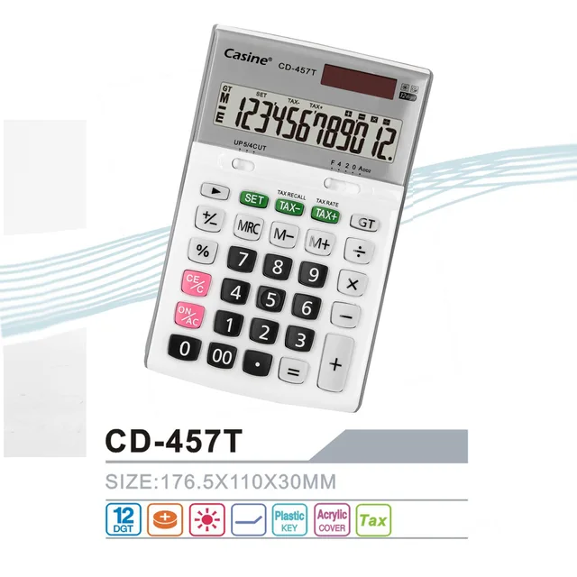 Casine-CD-457T - 12-digit desktop calculator tax calculator