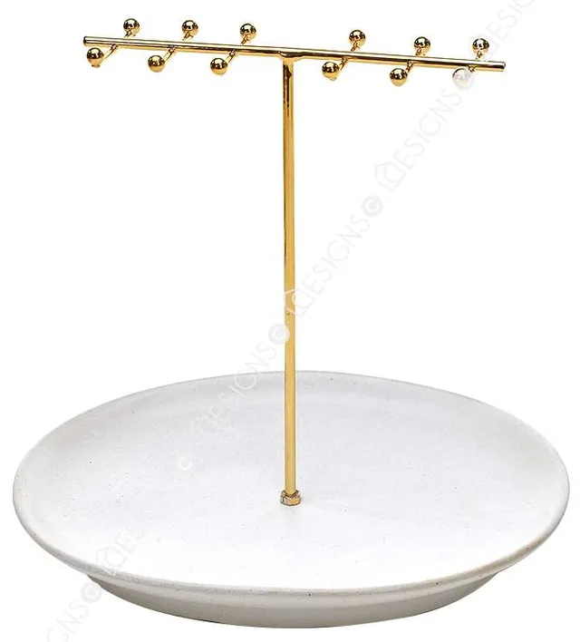000000Jewelry Tree Stand golden Metal and Wood Basic Large Storage Necklaces Bracelets Earrings