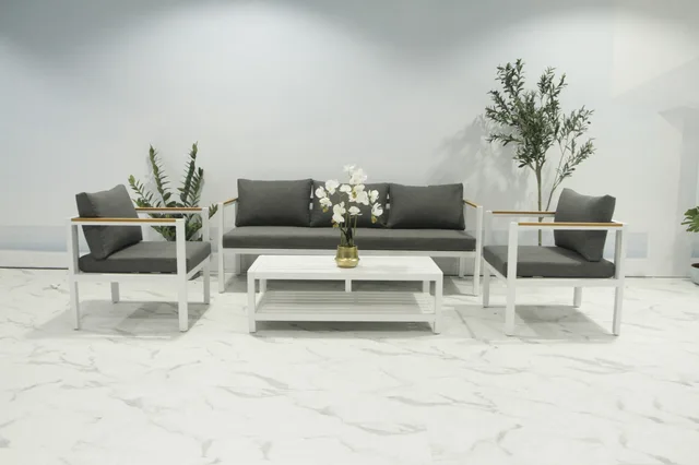 Outdoor aluminum 4 pcs sofa set with polywood armrest