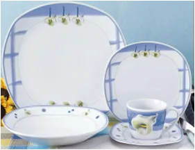 20pcs White Dinner Set Porcelain Square