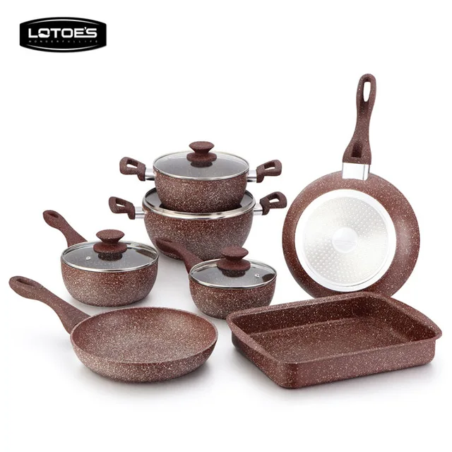 11PCS Forged Marble Coating Aluminum Cookware Sets