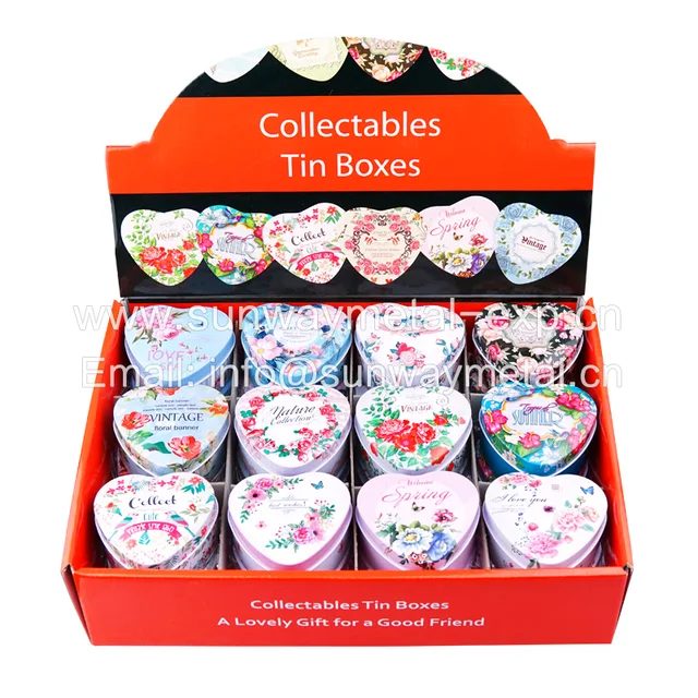 Heart shaped tin box set
