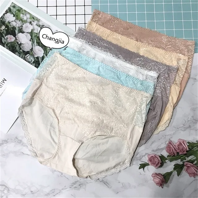 Lady's lace brief underwear lingerie basic brief cotton pant good selling on TV show