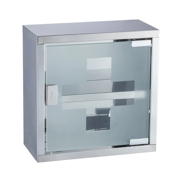 Home/Hospital Use 2 Tier Wall Mounted Metal Medicine Cabinet Organizer Medicine Box First Aid Kit Box Storage Pill Box