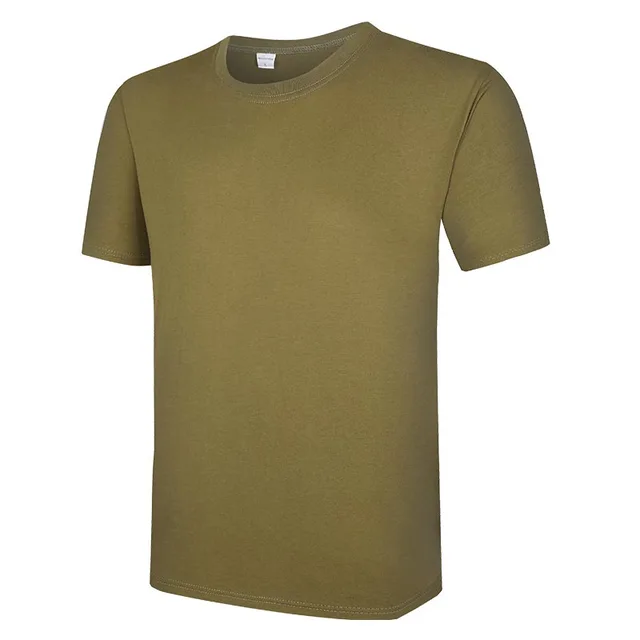 Olive green color cotton round neck soft material T shirt