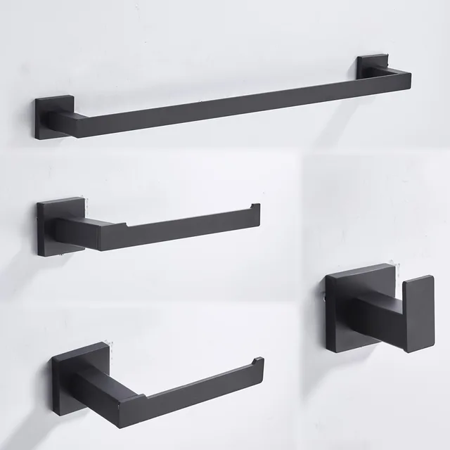 4 pieces black stainless steel bathroom accessories