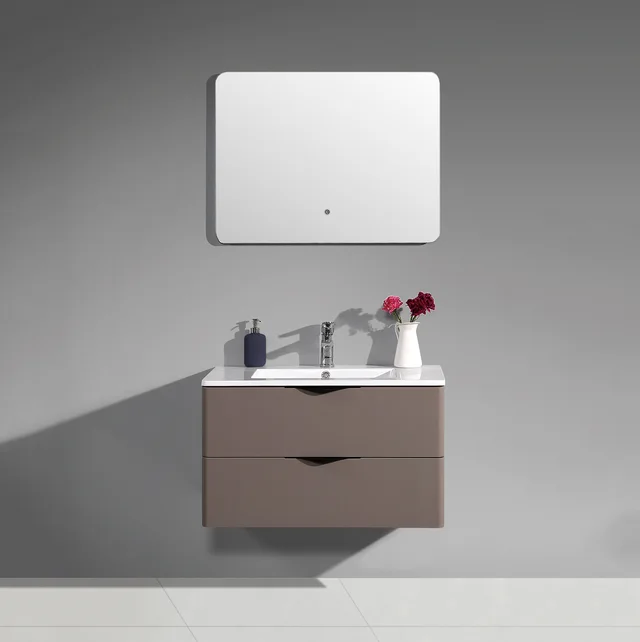 Okayhome-Elsa- PVC Film Bathroom Vanity In Wooden Color