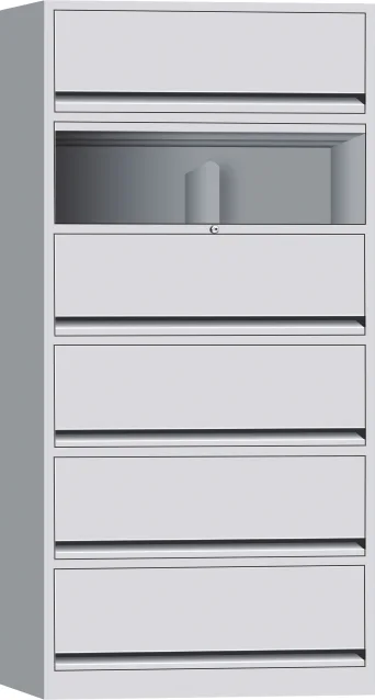 6 door laterial filing cabinet with two upper doors