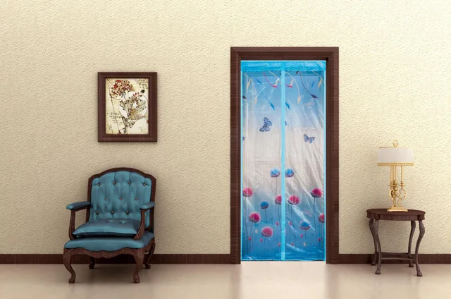 Blue color magnetic door screen