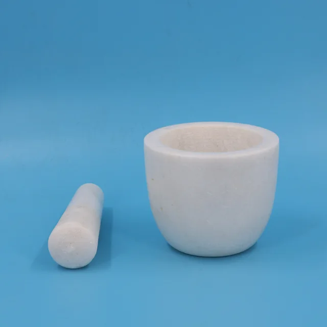 Mortar and pestle white marble garlic grinder