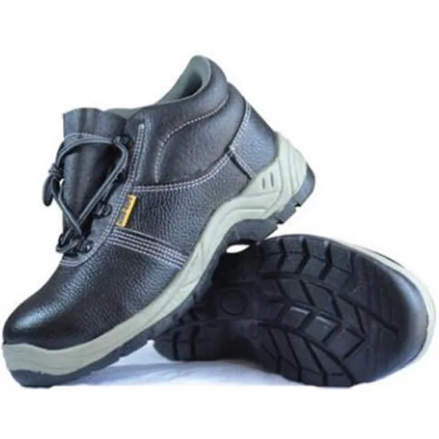 Industrial Safety Shoes with Cowhide Vamp, High Ankle Shoe, PU Collar, Double Density PU Sole, Steel Toe & Midsole