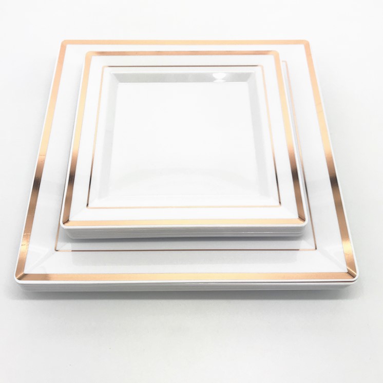 30+30 Disposable Square Plates Dinner Plates Plastic Plates Set