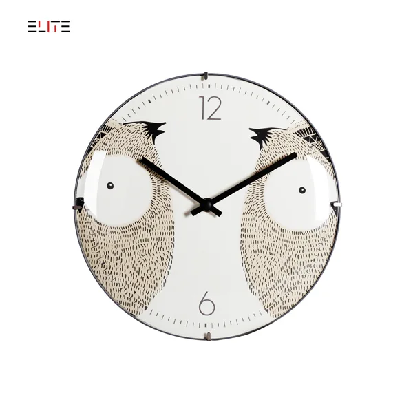 Plastic wall clock with convex glass