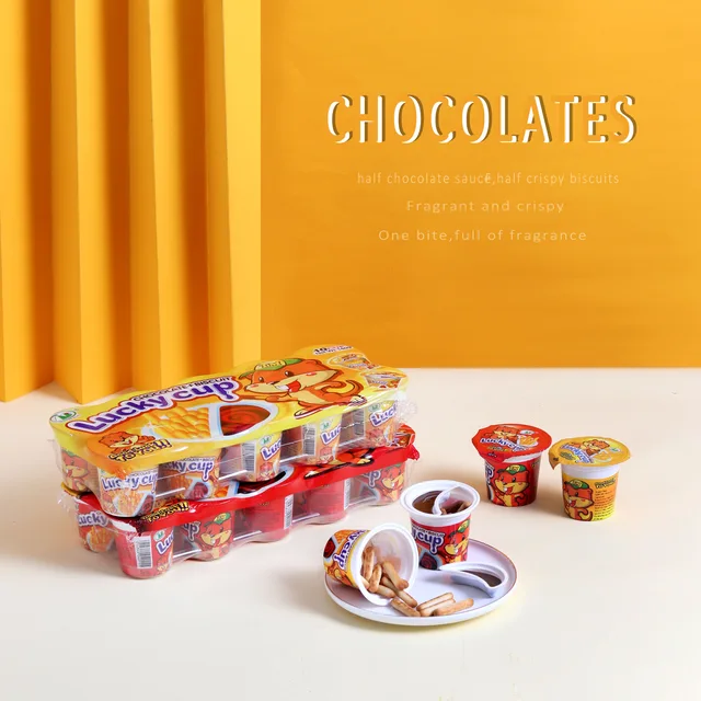 CHOCOLATE CREAM WITH BISCUIT STICK CUP 14g/15gX10pcs