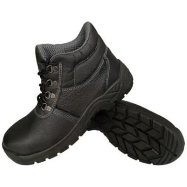 Industrial Safety Shoes with Cowhide Vamp, High Ankle Shoe, PU Collar, Double Density PU Sole, Steel Toe & Midsole