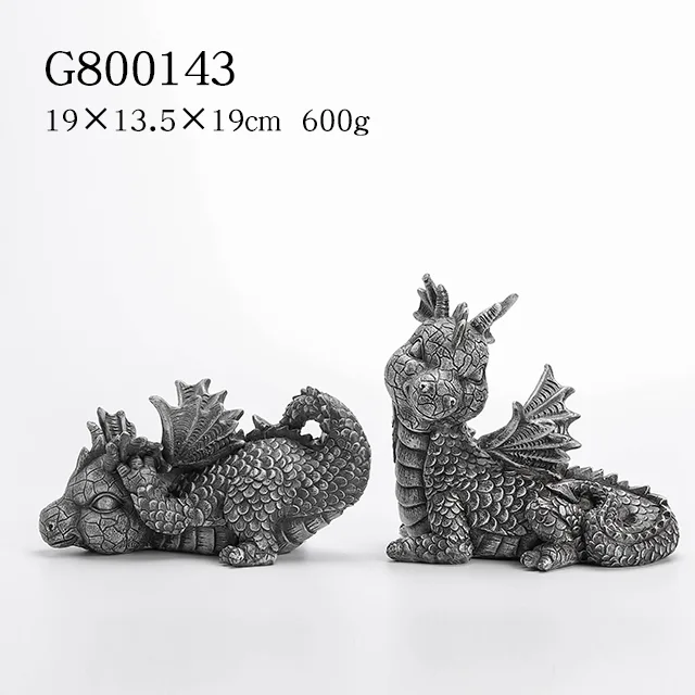 Polyresin Grey Color Cartoon Dragon Deco