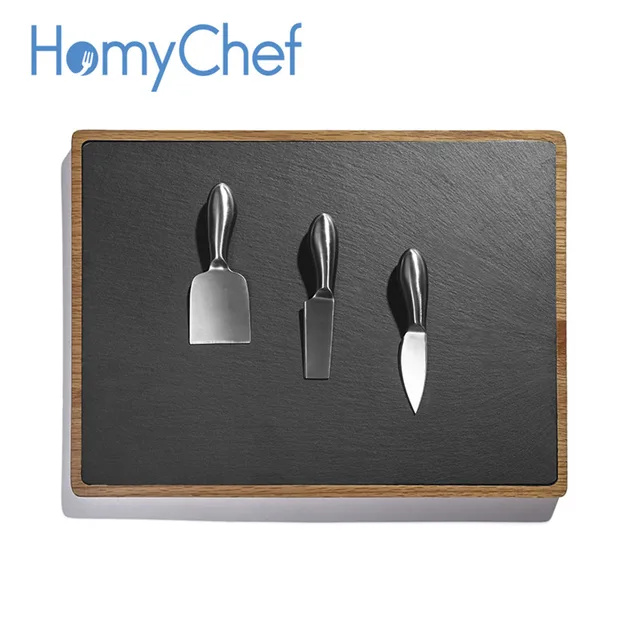Acacia wood and slate Cheese set