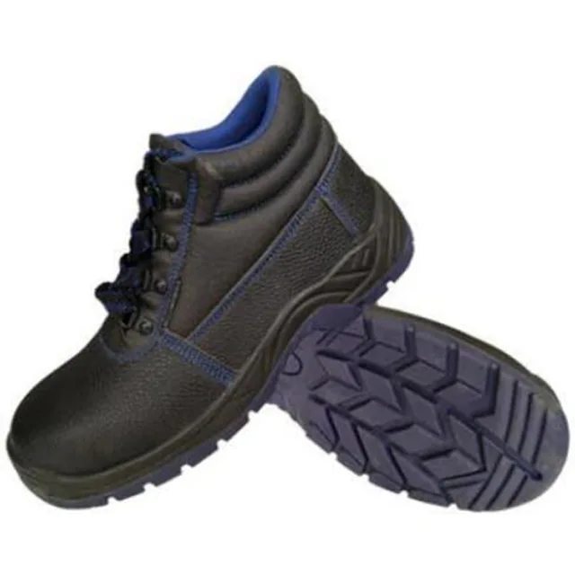 Industrial Safety Shoes with Cowhide Vamp, High Ankle Shoe, PU Collar, Double Density PU Sole, Steel Toe & Midsole