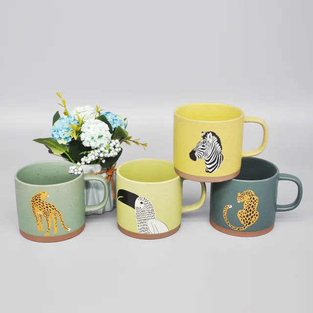 12oz short straight cup color mud reduction flame animal mug matte matte ceramic cup