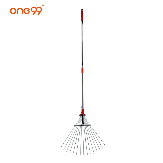 One99 hot cake stainless steel 15 teeth red telescopic adjustable garden rake