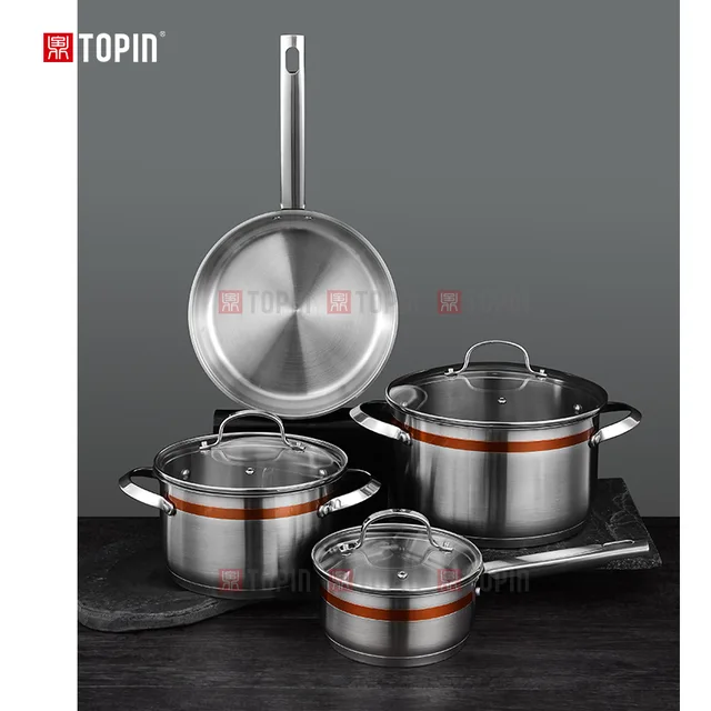 Topin stainless steel 7pcs cookware set