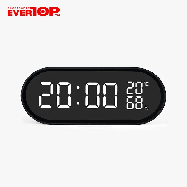 Oval Mirror LED Clock with Touch buttons and Temperature and Humidity ET572