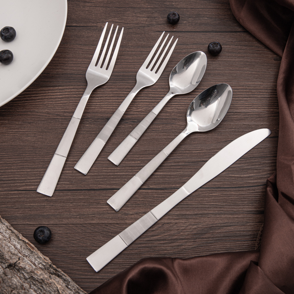 Sand blast stainless steel reusable restaurant cutlery silverware