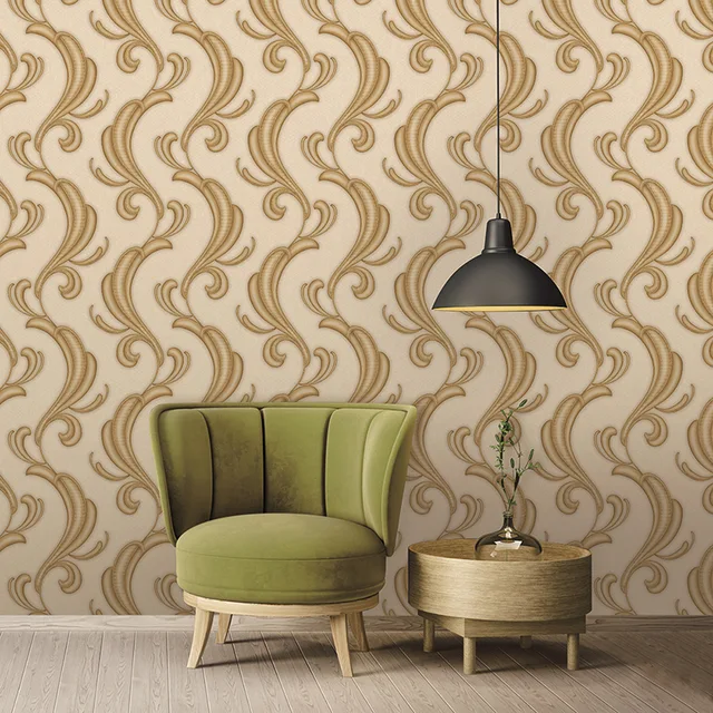 Vintage Style Scroll Design 106cm Vinyl Wallpaper for Living Room /Bedroom /Dining Room
