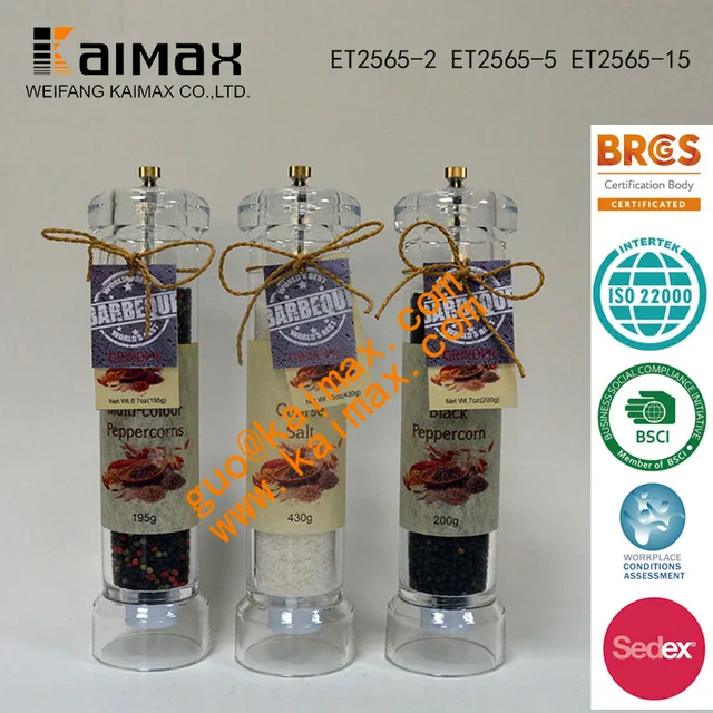 12" Acrylic Salt and Pepper Grinder